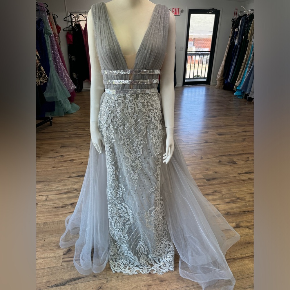 Tarik Ediz gown with overskirt